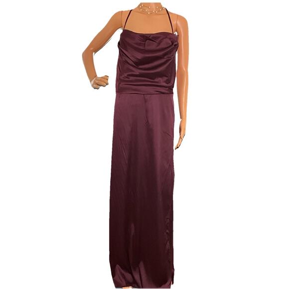 Aline Spaghetti Bridesmaids Plus Size | Chianti Color Dress, Long , Size 24 - Picture 1 of 16